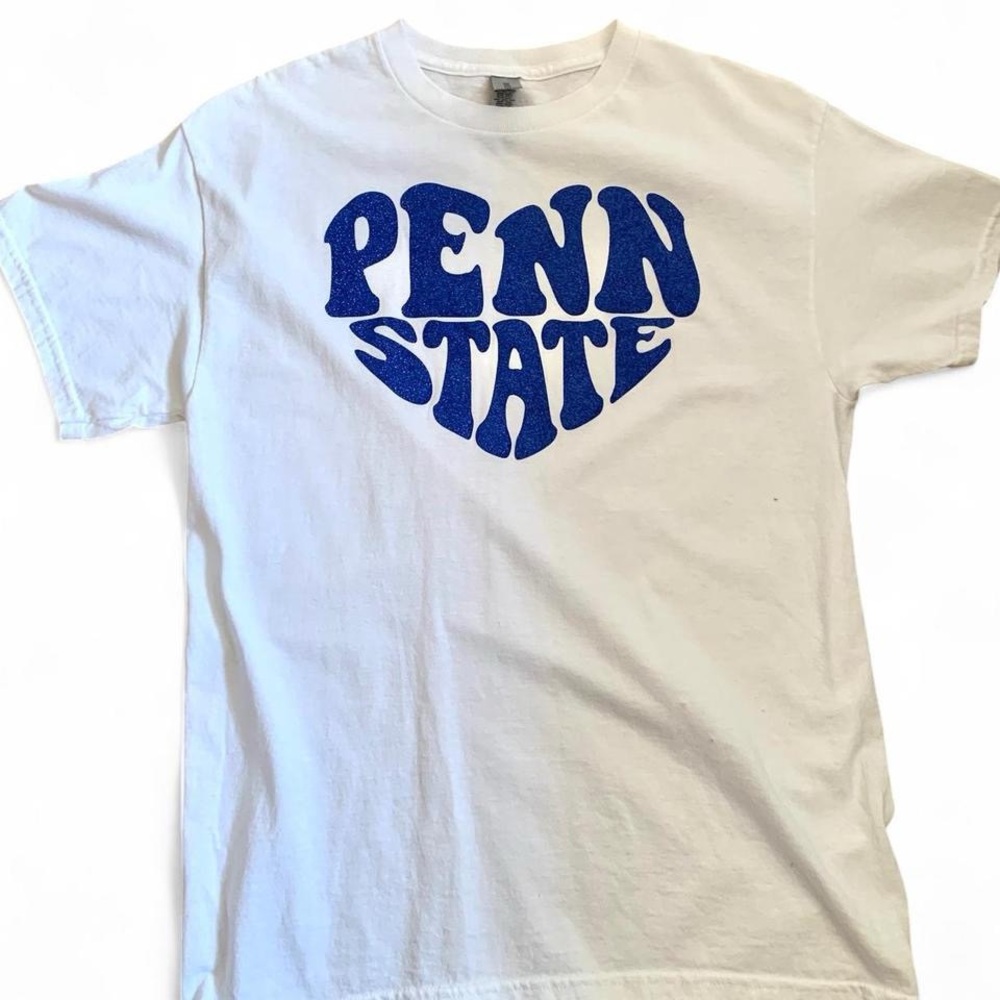 Penn state heart Gildan White Tee with Blue Graphic